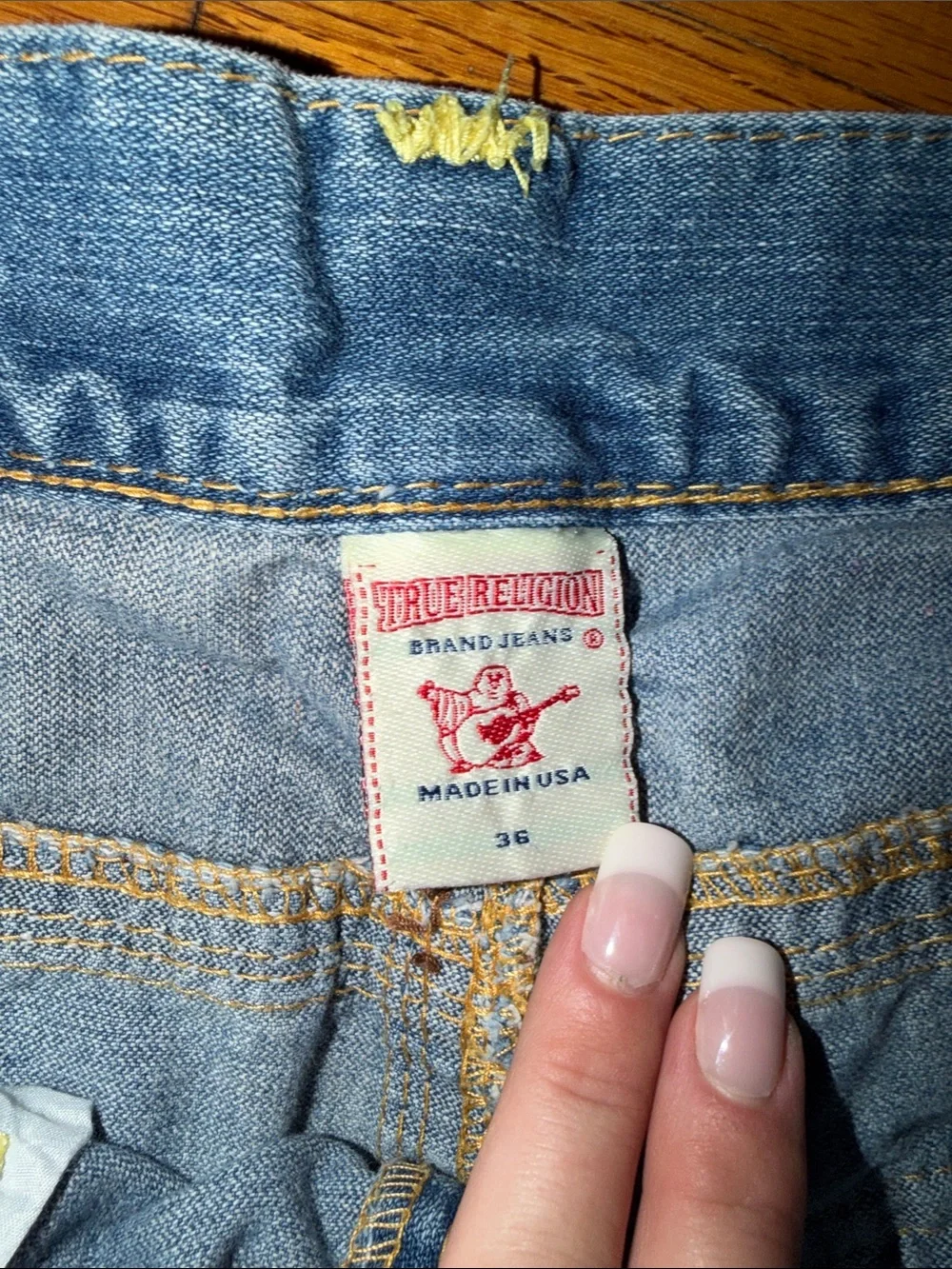True Religion Men’s Blue Denim Jeans - Pocket Stitch Size 36/32 Ricky Big Q T